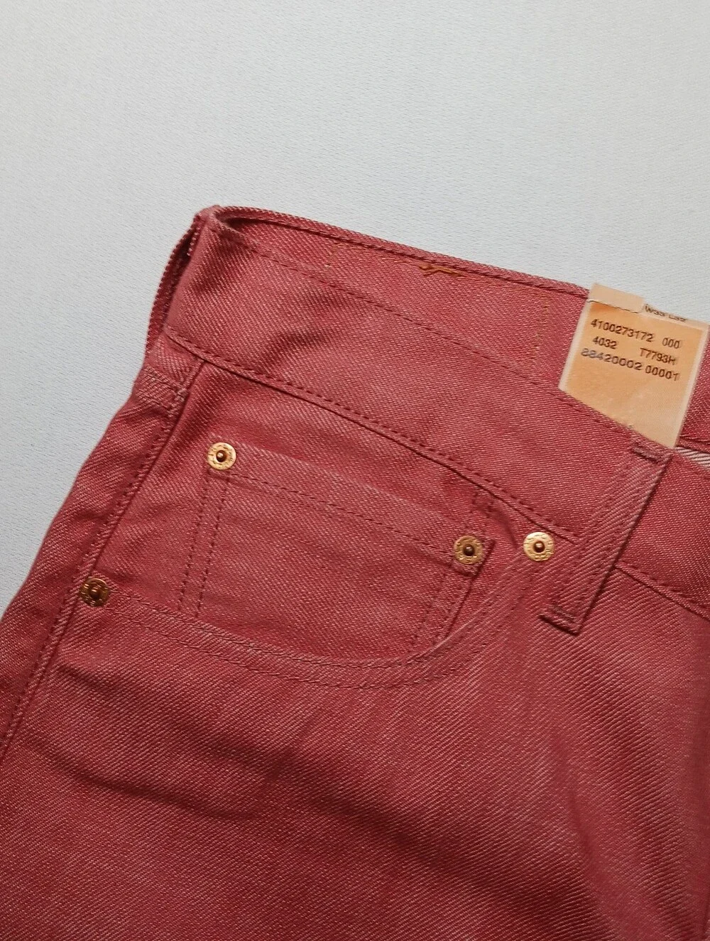 Levi's 501 Mens White Oak Cone Denim Jeans 33X32 Coral NWT Button Fly
